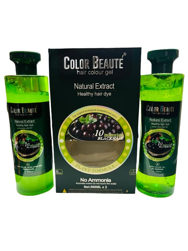 Natural Extract Hair Color Gel, Ammonia-Free Black Dye (500ml x 2)